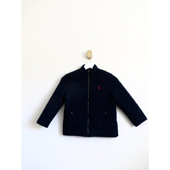 Polo Ralph Lauren Quilted Full Zip Jacket Navy Blue Boys SZ 7